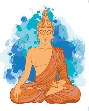 Goblen cu diamante - BUDDHA PORTOCALIU MEDITÂND