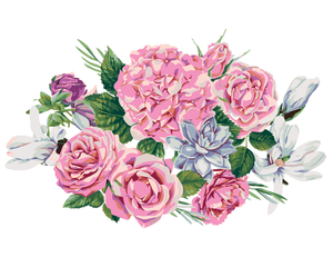 Goblen cu diamante - BUCHET DE MAGNOLII, HORTENSIE ȘI ...