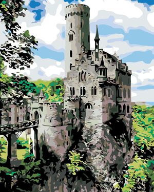 Goblen cu diamante - CASTEL ÎN MUNȚI