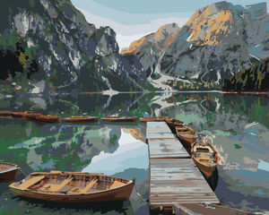 Goblen cu diamante - BĂRCI PE UN LAC MONTAN