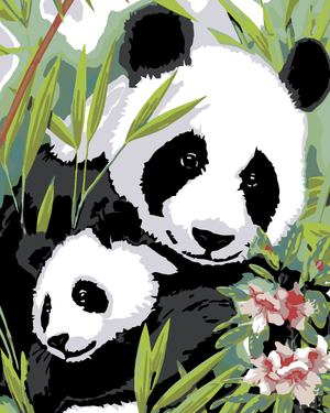 Goblen cu diamante - URS PANDA CU PUI