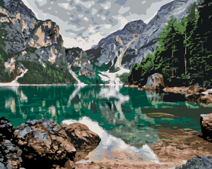 Goblen cu diamante - LAC ÎN MIJLOCUL MUNȚILOR