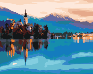 Goblen cu diamante - LACUL BLED DIN SLOVENIA