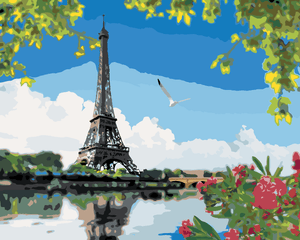 Goblen cu diamante - TURNUL EIFFEL PRIVIND DE PE RÂU