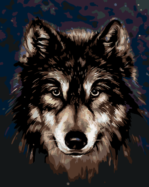 Goblen cu diamante - HUSKY PE FUNDAL ÎNTUNECAT