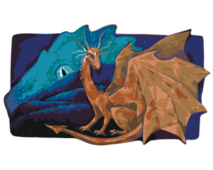 Goblen cu diamante - DRAGONUL LUNII CU DRAGONUL DE AUR
