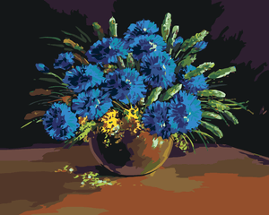 Goblen cu diamante - BUCHET DE FLORI ALBASTRE I