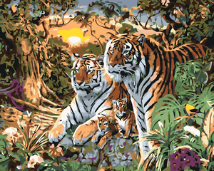 Goblen cu diamante - TRIGRI CU PUI