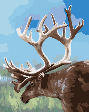 Goblen cu diamante - CERB CU COARNE MARI (D. RUSTY RUST)