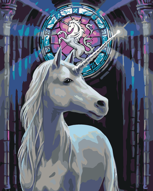 Goblen cu diamante - UNICORN ALB