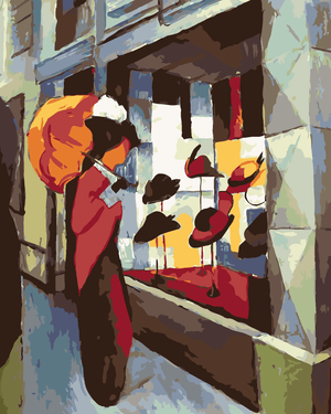 Goblen cu diamante - VITRINA CU PĂLĂRII (AUGUST MACKE)