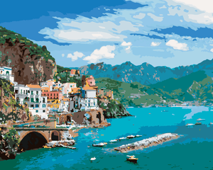 Goblen cu diamante - PEISAJ DE PE COASTA AMALFI DIN IT...