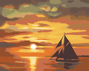 Goblen cu diamante - NAVĂ PE MARE LA APUS (D. RUSTY RUST)