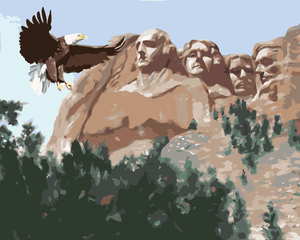 Goblen cu diamante - VULTUR LA MUNTELE RUSHMORE (D. RU...