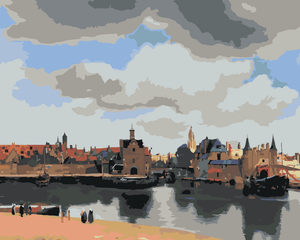 Goblen cu diamante - VEDERE LA DELFT (J. VERMEER)