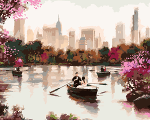 Goblen cu diamante - CUPLU PE LACUL DIN NEW YORK (RICH...