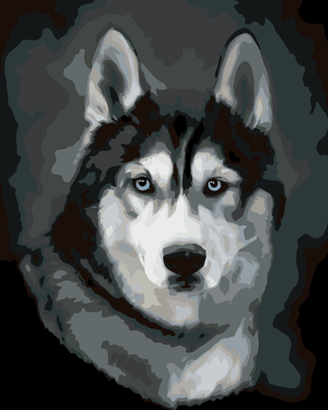 Goblen cu diamante - PORTRET CÂINE HUSKY