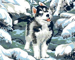 Goblen cu diamante - PUI DE HUSKY