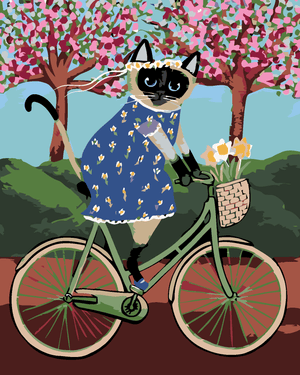 Goblen cu diamante - PISICA PE BICICLETĂ