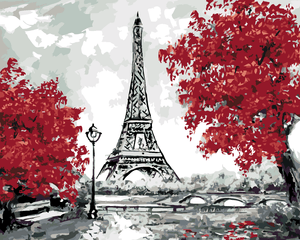 Goblen cu diamante - TURNUL EIFFEL ȘI COPACI CU FRUNZE...