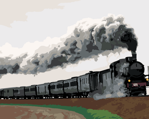 Goblen cu diamante - TREN CU ABURI NEGRU
