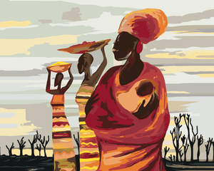 Goblen cu diamante - FEMEIE AFRICANĂ CU COPIL