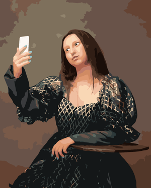 Goblen cu diamante - MONA LISA FĂCÂNDU-ȘI SELFIE