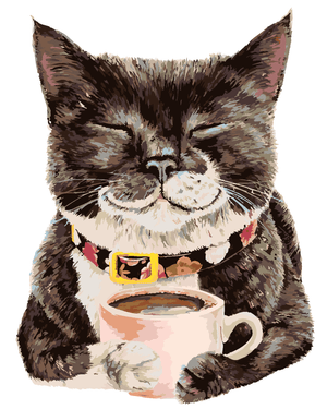 Goblen cu diamante - PISICĂ LA CAFEA (HOLLY SIMENTAL)