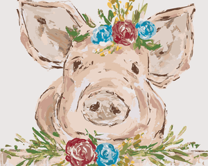 Goblen cu diamante - PORC CU FLORI 2 (HALEY BUSH)