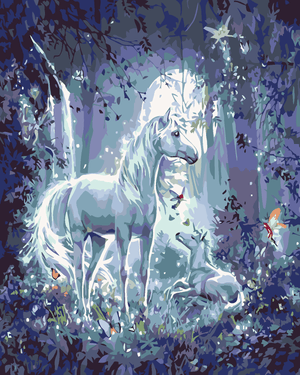 Goblen cu diamante - UNICORN ÎN MIEZ DE NOAPTE