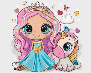 Goblen cu diamante - PRINCESĂ CU UNICORN