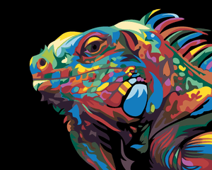 Goblen cu diamante - IGUANĂ VIU COLORATĂ