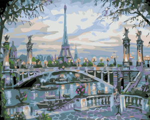 Goblen cu diamante - TURNUL EIFFEL ÎN SPATELE UNUI POD