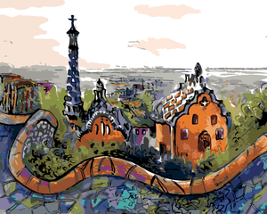 Goblen cu diamante - PARCUL GUELL DIN BARCELONA