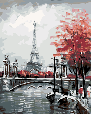 Goblen cu diamante - TURNUL EIFFEL PRIVIT DINSPRE RÂU