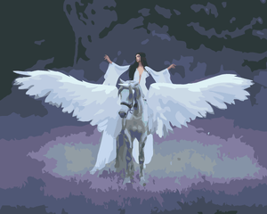 Goblen cu diamante - ELF CĂLARE PE UNICORN