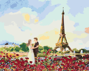 Goblen cu diamante - TRANDAFIRI ȘI TURNUL EIFFEL