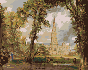 Goblen cu diamante - Vedere la Catedrala Salisbury din...