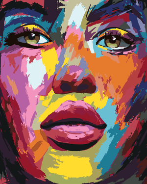 Goblen cu diamante - PORTRET MULTICOLOR AL UNEI FEMEI