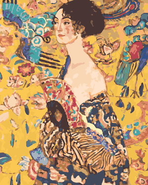 Goblen cu diamante - DOAMNĂ CU EVANTAI (G. KLIMT)