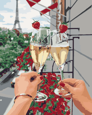 Goblen cu diamante - LA UN PAHAR DE ȘAMPANIE ÎN PARIS