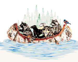 Goblen cu diamante - ANIMALE ÎN CANOEE (HOLLY SIMENTAL)