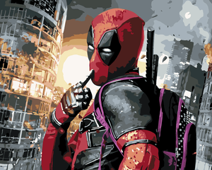 Goblen cu diamante - Pictură după numere - DEADPOOL CU...