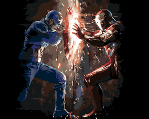 Goblen cu diamante - Pictură după numere - IRON MAN VS...