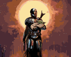 Goblen cu diamante - Pictură după numere - MANDALORIAN...