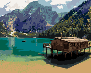 Goblen cu diamante - PEISAJ DIN LAGO DI BRAIES