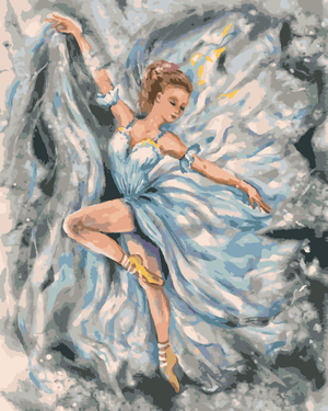 Goblen cu diamante - BALERINĂ ÎN ROCHIE ALBASTRĂ