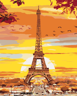 Goblen cu diamante - TURNUL EIFFEL ÎN CULORILE TOAMNEI