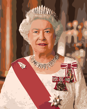 Goblen cu diamante - PORTRET AL REGINEI ELISABETA A II-A.