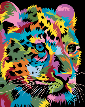 Goblen cu diamante - LEOPARD ÎN CULORI VII